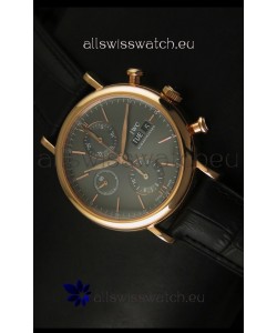 IWC Portofino Chronograph Swiss Watch in Rose Gold Case Grey Dial