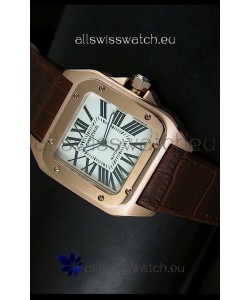 Cartier Santos 100 1:1 Mirror Replica Rose Gold Watch 42MM