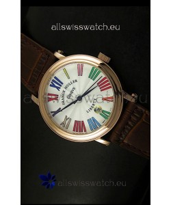 Franck Muller Master of Complications Liberty Japanese Replica Watch in Pink Gold Case