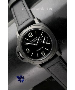 Panerai Luminor Marina Left Hand Wind PVD Swiss Watch - Leather Strap