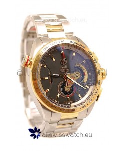 Tag Heuer Grand Carrera Calibre 36 Japanese Replica Two Tone Gold Watch in Black Dial
