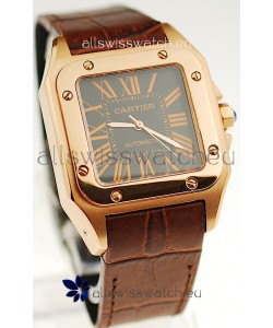 Cartier Santos 100 Swiss Replica Gold Automatic Watch