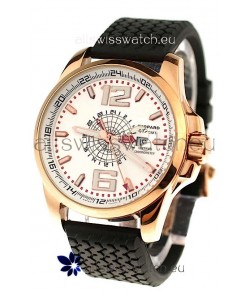 Chopard 1000 Miglia GT XL GMT Japanese Replica Gold Watch in White Dial