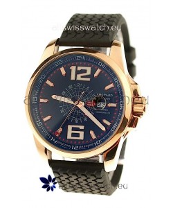 Chopard 1000 Miglia GT XL GMT Japanese Replica Gold Watch in Dark Blue Dial