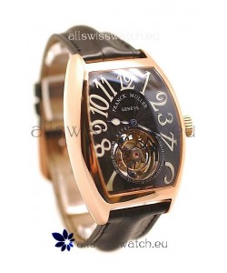 Franck Muller Aeternitas Tourbillon Swiss Replica Gold Watch in Black Dial