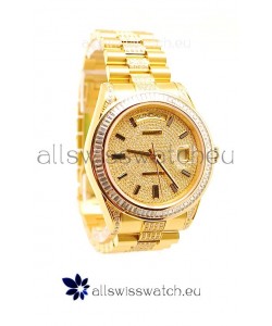 Rolex Day Date Swiss Watch in Yellow gold with Diamonds Dial