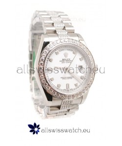 Rolex Day Date Silver Swiss Mens Watch