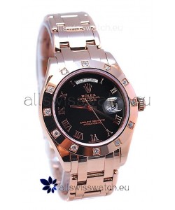 Rolex Day Date Rose Gold Swiss Replica Watch in Diamond Bezel