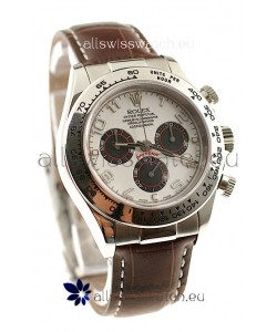 Rolex Daytona Cosmograph Swiss Replica Watch in Brown Leather Strap