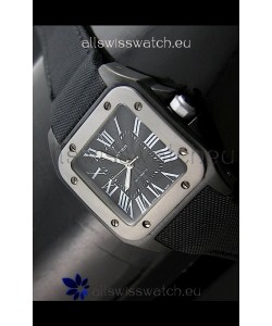 Cartier Santos 100 Japanese Replica Watch in Black Dial