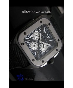 Cartier Santos 100 Japanese Replica Watch in Black Dial