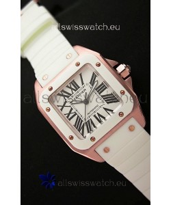 Cartier Santos 100 Swiss Replica Watch in Pink Gold Casing