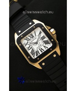 Cartier Santos 100 Swiss Replica Watch in Black Bezel
