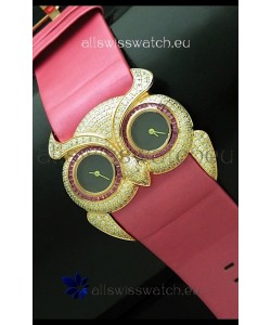Chopard Animal World Ladies Owl Black Full Diamond Watch in Black Dial