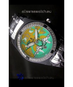 Corum Imitation Ceramics Japanese Replica Watch in Light Green & Yellow Dial