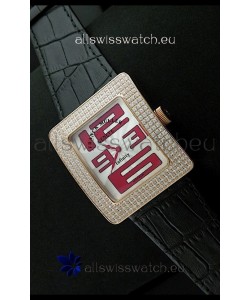 Franck Muller Geneve Infinity Japanese Gold Watch in Red Numeral Markers