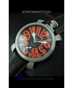 Gaga Milano Italy Manuale Replica Japanese Watch in Orange Markers