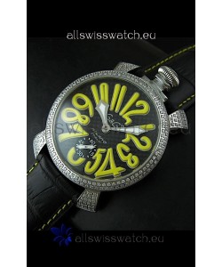 Gaga Milano Italy Manuale Replica Japanese Watch in Yellow Markers
