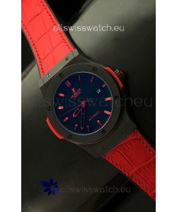 Hublot Big Bang Classic Fusion Ceramic Case Watch in Red Strap