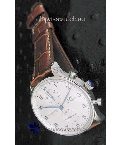 IWC Portuguese Chronograph Swiss Replica Watch in White Dial