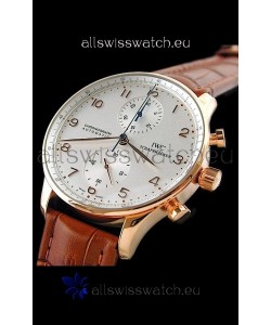 IWC Portuguese Chronograph Swiss Replica Watch in Rose Gold Casing