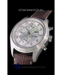 IWC Der Flieger Chronograph Swiss Replica Watch in Silver White Dial