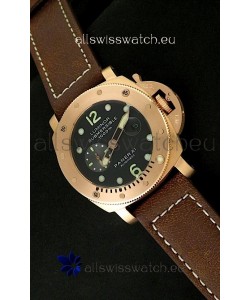 Panerai Luminor Submersible 1000M Japanese Automatic Rose Gold Watch in Black Dial
