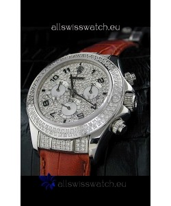 Rolex Daytona Swiss Replica Watch in Full Diamond Bezel