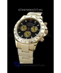 Rolex Daytona Swiss Replica Gold Watch in Black Dial