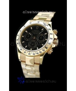 Rolex Daytona Swiss Replica Gold Watch in White Stick Hour Markers