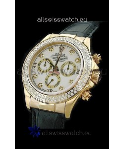 Rolex Daytona Cosmograph Swiss Replica Gold Watch in Diamond Bezel