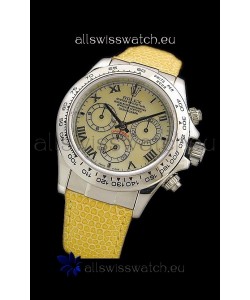 Rolex Daytona Cosmograph Swiss Replica Steel Watch in Yellow Pearl Dial