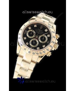 Rolex Daytona Cosmograph Swiss Replica Gold Watch in Black Dial
