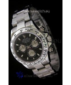 Rolex Daytona Cosmograph Swiss Replica Steel Watch in Black Dial