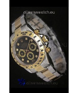 Rolex Daytona Japanese Replica Two Tone Gold Watch in Black Dial
