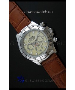 Rolex Daytona Japanese Replica Steel Watch in Yellow Rolesium Dial