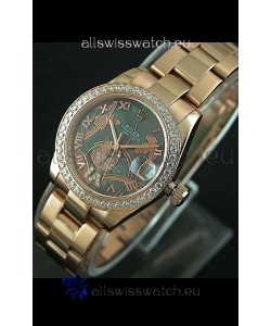 Rolex Oyster Perpetual Date Just Lady Swiss Rose Gold Watch