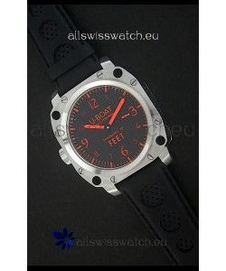 U-Boat Thousands of Feet Swiss Steel Automatic Watch in Red Markers