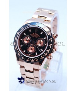 Rolex Daytona Chronograph MonoBloc Cerachrom Bezel Swiss Replica Watch in Rose Gold Plated