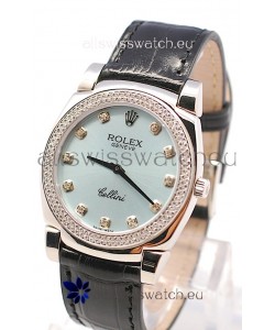 Rolex Cellini Cestello Ladies Swiss Watch in Blue Metalic Face Diamonds Markers